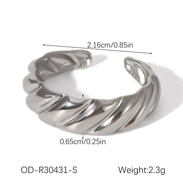 Wholesale Stainless Steel Open Ring With Geometric Shape Oildropping Pvd Vacuum Plating Hand Jewelry For Women Ins Style