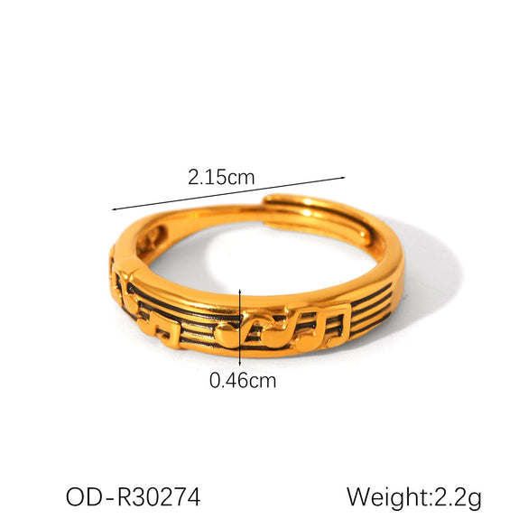 Wholesale Stainless Steel Open Ring With Geometric Shape Oildropping Pvd Vacuum Plating Hand Jewelry For Women Ins Style