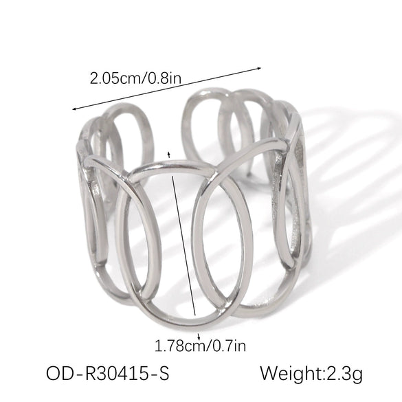 Wholesale Stainless Steel Open Ring With Geometric Shape Oildropping Pvd Vacuum Plating Hand Jewelry For Women Ins Style