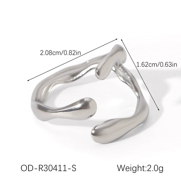 Wholesale Stainless Steel Open Ring With Geometric Shape Oildropping Pvd Vacuum Plating Hand Jewelry For Women Ins Style