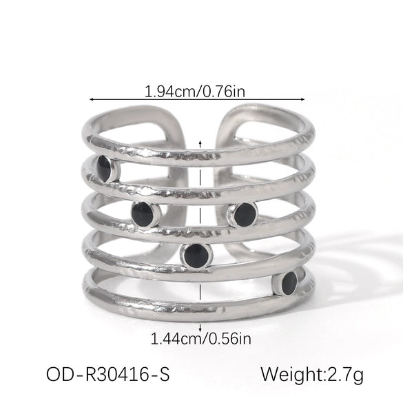 Wholesale Stainless Steel Open Ring With Geometric Shape Oildropping Pvd Vacuum Plating Hand Jewelry For Women Ins Style