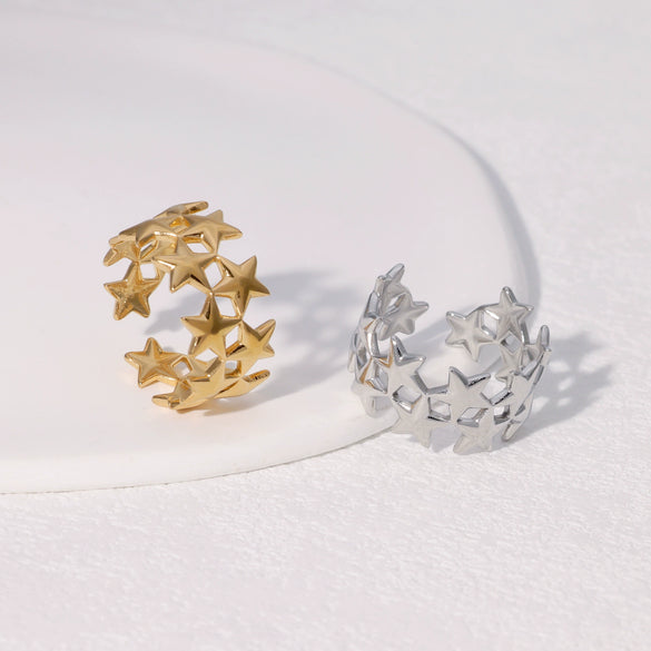 Wholesale Stainless Steel Open Ring With Geometric Shape Simple Retro Niche Design Electroplated 18K Gold For Women Non Fading