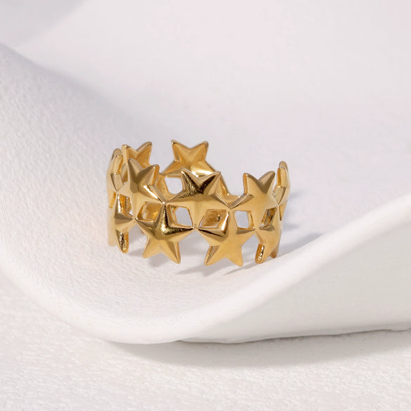 Wholesale Stainless Steel Open Ring With Geometric Shape Simple Retro Niche Design Electroplated 18K Gold For Women Non Fading