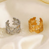 Wholesale Stainless Steel Open Ring With Ginkgo Leaves Design Hip Hop Exaggerated Style Electroplated