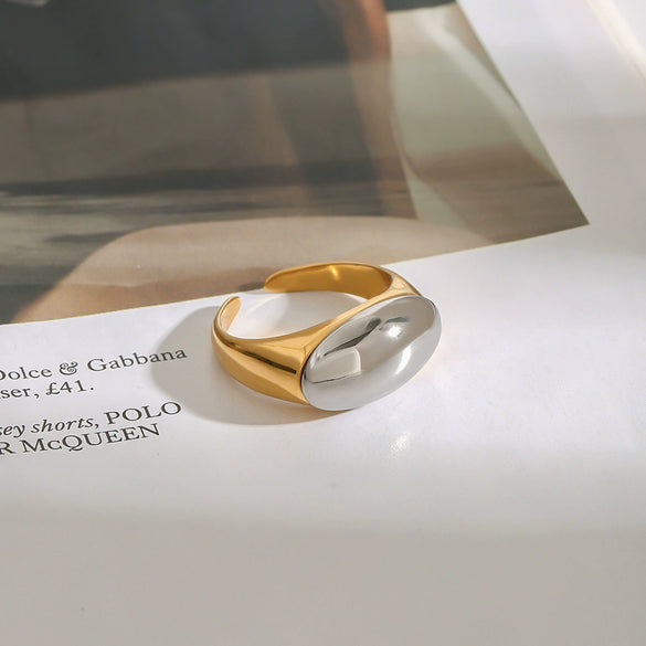 Wholesale Stainless Steel Open Ring With Gold And Silver Color Matching Geometric Style Electroplated For Women