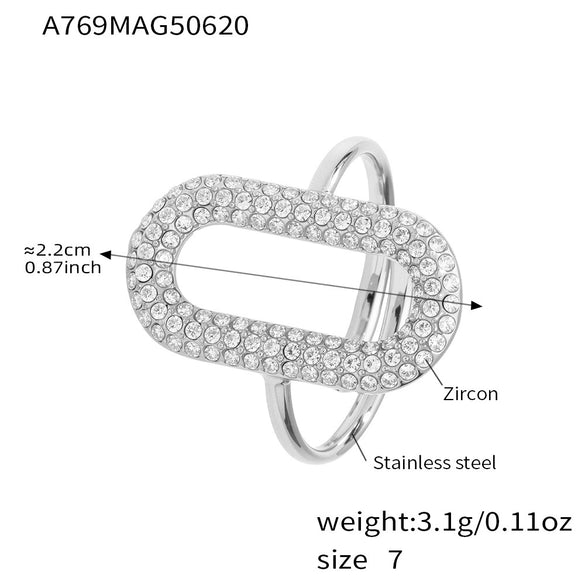 Wholesale Stainless Steel Open Ring With Heart And Geometric Shapes Electroplated Non Fading Niche Design Women's Jewelry