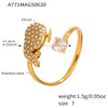 Wholesale Stainless Steel Open Ring With Heart And Geometric Shapes Electroplated Non Fading Niche Design Women's Jewelry
