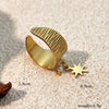 Wholesale Stainless Steel Open Ring With 18K Gold Plated Stars And Pearl Pendant Heart Pattern Electroplated Natural Geometric Style