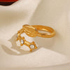 Wholesale Stainless Steel Open Ring With Leaves Pattern 18K Gold Plated For Women