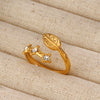 Wholesale Stainless Steel Open Ring With Leaves Pattern 18K Gold Plated For Women