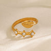 Wholesale Stainless Steel Open Ring With Leaves Pattern 18K Gold Plated For Women