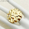 Wholesale Stainless Steel Open Ring With Plant Flowers Pattern Gold Plated