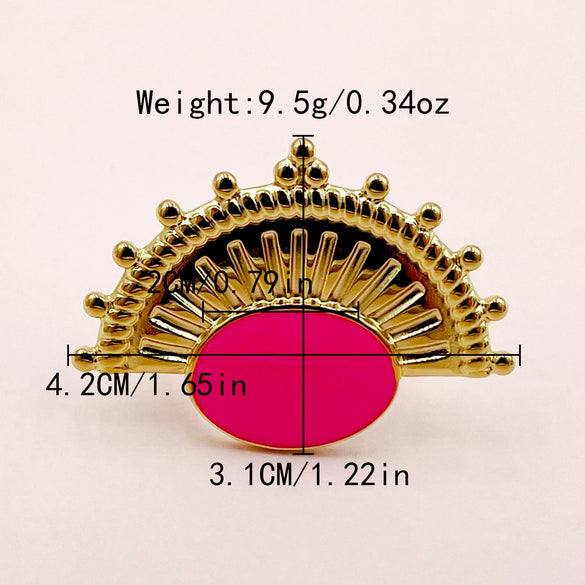 Wholesale Stainless Steel Open Ring With Retro Flower Geometric Dragonfly Butterfly Sun Color Dripping And Electroplating Design