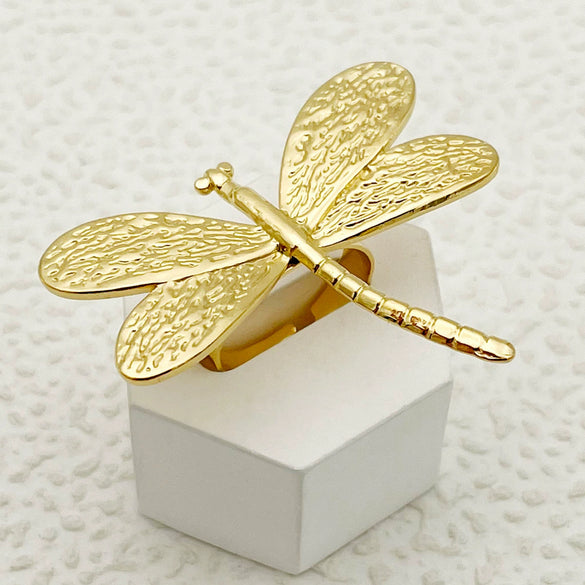 Wholesale Stainless Steel Open Ring With Retro Flower Geometric Dragonfly Butterfly Sun Color Dripping And Electroplating Design