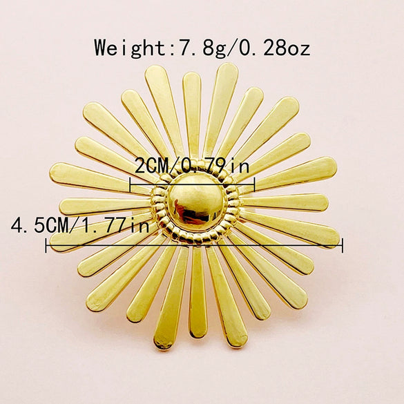 Wholesale Stainless Steel Open Ring With Retro Flower Geometric Dragonfly Butterfly Sun Color Dripping And Electroplating Design