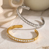 Wholesale Stainless Steel Opening Bracelet With White Rhinestones And Electroplating In Summer Vacation Style