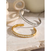 Wholesale Stainless Steel Opening Bracelet With White Rhinestones And Electroplating In Summer Vacation Style