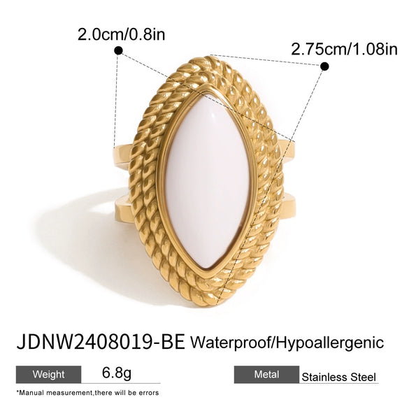 Wholesale Stainless Steel Opening Ring With 18K Gold Plated And Black Agate Heavy Industry Retro Light Luxury Electroplated For Women