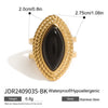 Wholesale Stainless Steel Opening Ring With 18K Gold Plated And Black Agate Heavy Industry Retro Light Luxury Electroplated For Women