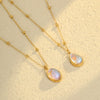 Wholesale Stainless Steel Oval Colorful Moonstone 18K Gold Plated Titanium Steel Necklace For Women
