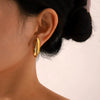 Wholesale Stainless Steel Oval Geometric Electroplated Women's Earrings