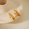 Wholesale Stainless Steel Oval Geometric Electroplated Women's Earrings