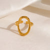 Wholesale Stainless Steel Oval Geometric Open Ring With 18K Gold Electroplating For Women