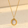 Wholesale Stainless Steel Oval Natural White Shell Fashion Electroplated Women's Bracelet Necklace Set