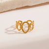 Wholesale Stainless Steel Oval Opening Adjustable Ring For Women With 18K Gold Plated Geometric Design
