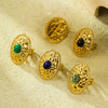 Wholesale Stainless Steel Oval Pleated Ring Inlaid With Natural Stone For Women Light Luxury Style Electroplated