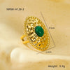 Wholesale Stainless Steel Oval Pleated Ring Inlaid With Natural Stone For Women Light Luxury Style Electroplated
