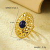 Wholesale Stainless Steel Oval Pleated Ring Inlaid With Natural Stone For Women Light Luxury Style Electroplated