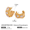 Wholesale Stainless Steel Oval Retro Geometric Hammer Pattern Earrings 18K Gold Electroplated For Women