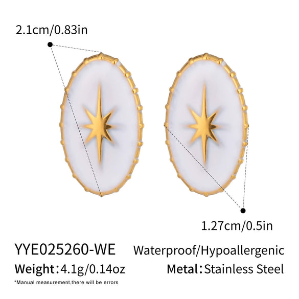 Wholesale Stainless Steel Oval Star Geometric Earrings And Ring With Electroplating For Women Light Luxury High End Fashion Novelty Jewelry