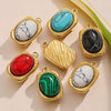 Wholesale Stainless Steel Oval Turquoise Pendant Maillard Style Personality Jewelry Pendant With Electroplating