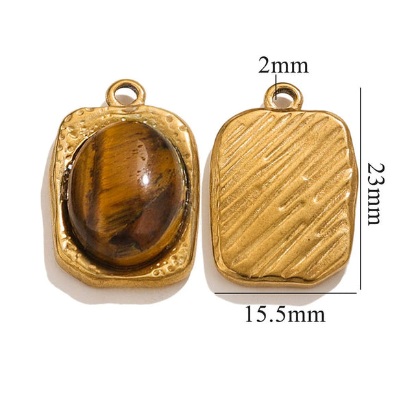 Wholesale Stainless Steel Oval Turquoise Pendant Maillard Style Personality Jewelry Pendant With Electroplating