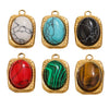 Wholesale Stainless Steel Oval Turquoise Pendant Maillard Style Personality Jewelry Pendant With Electroplating