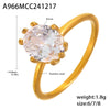 Wholesale 316L Stainless Steel Oval Zircon Ring With Geometric Pattern And Electroplating Treatment Light Luxury Style For Women