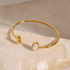 Wholesale Stainless Steel Pearl Bracelet With Geometric Style And Electroplating