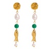 Wholesale Stainless Steel Pearl Earrings Light Luxury Ear Studs Electroplated Geometric Shape Jewelry For Women