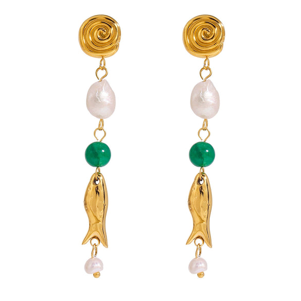 Wholesale Stainless Steel Pearl Earrings Light Luxury Ear Studs Electroplated Geometric Shape Jewelry For Women