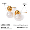 Wholesale Stainless Steel Pearl Earrings With Geometric Design And Electroplating For Women