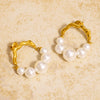 Wholesale Stainless Steel Pearl Earrings With Geometric Design And Vacuum Plating For Women Simple Splicing Niche Unique Ins Cool And Elegant