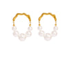 Wholesale Stainless Steel Pearl Earrings With Geometric Design And Vacuum Plating For Women Simple Splicing Niche Unique Ins Cool And Elegant