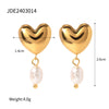 Wholesale Stainless Steel Pearl Earrings With Heart Shape And Electroplating For Women
