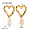 Wholesale Stainless Steel Pearl Earrings With Heart Shape And Electroplating For Women