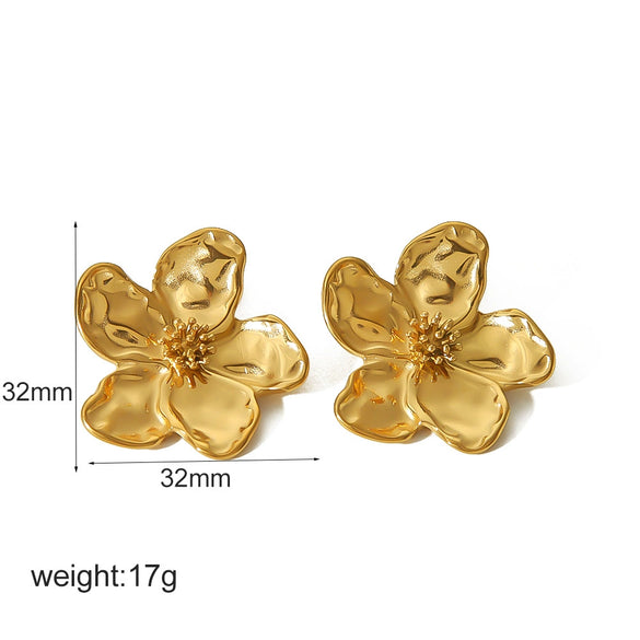 Wholesale Stainless Steel Pearl Flower Earrings Electroplated Highend Niche Luxury