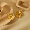 Wholesale Stainless Steel Pearl Flower Earrings Electroplated Highend Niche Luxury
