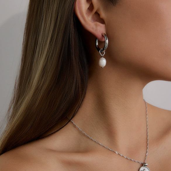 Wholesale Stainless Steel Pearl Geometric Earrings For Women Electroplated Minimalist Style