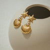 Wholesale Stainless Steel Pearl Geometric Starfish Pendant Earrings Electroplated Original Design Minimalist Women's Jewelry